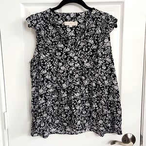 LOFT Black and White Floral Top